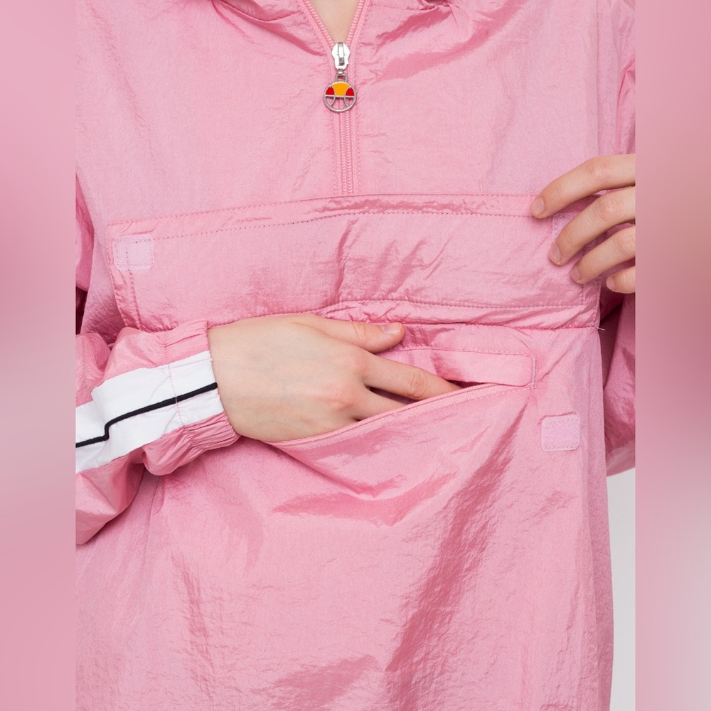 Ellesse Tonvilli Windbreaker Jacket Anorak Hoody Hooded Pink Medium Kangaroo - Picture 3 of 9